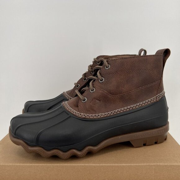 Sperry Men's Brewster Low Duck Boots sz 8 Brown/Black STS22783 Rain Waterproof - Picture 1 of 8